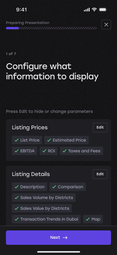 Step 1: configure what information to display