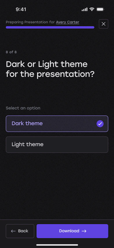 Step 8: choose a dark or light theme