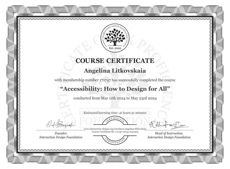 Certificate: Accessibility: How to Design for All