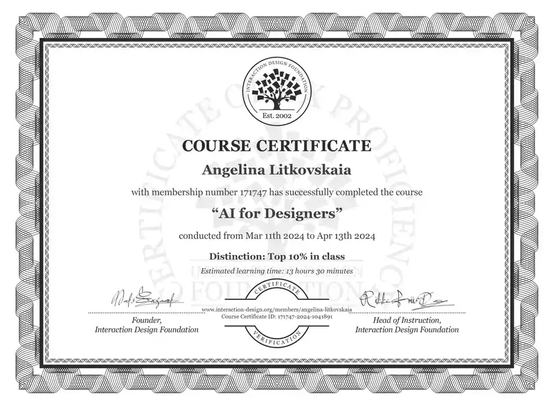 Certificate: AI for Designers