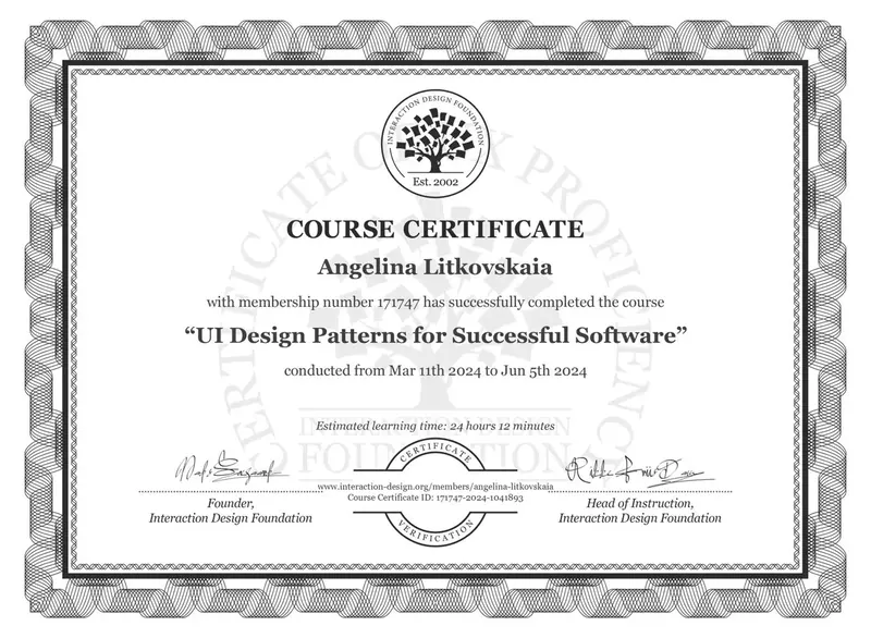 Certificate: UI Design Patterns for Successful Software