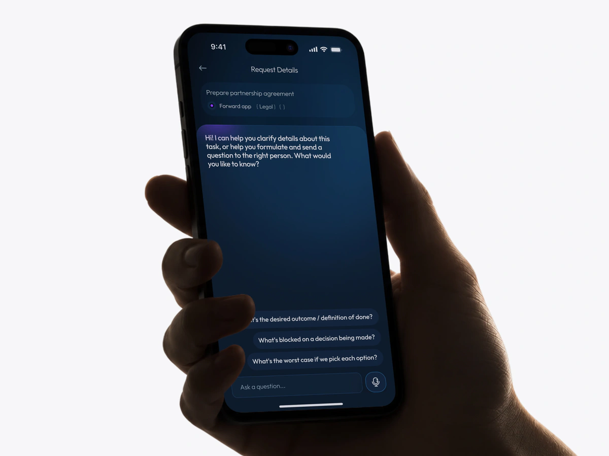 Request details: an AI chat scoped to one decision