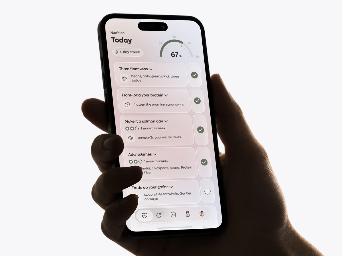 Nutrition app on a phone